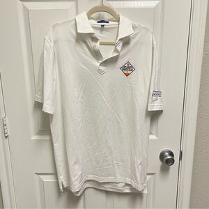 Stitch Men’s White Polo -Jim Crane Celebrity Pro Am logo. Sz Medium